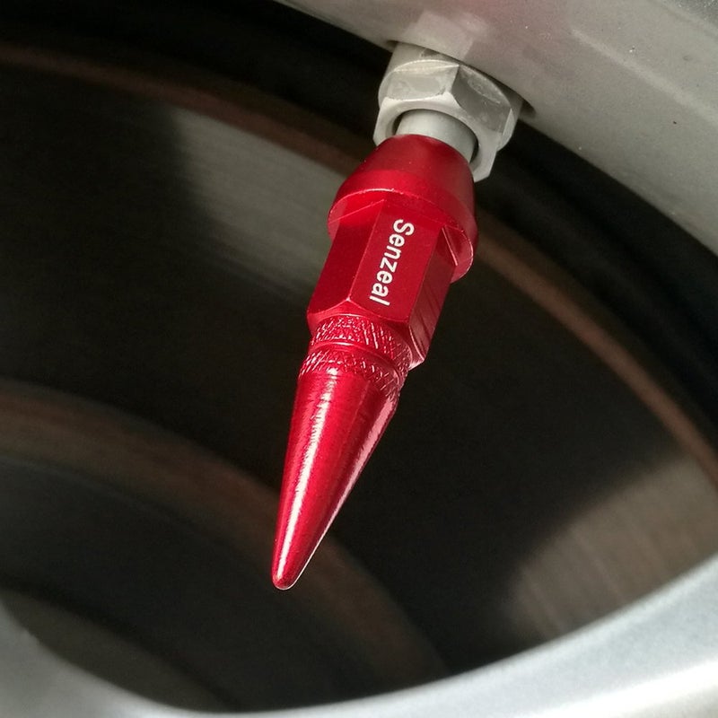 Senzeal 4X Long Impale Spike Style Polished Aluminum Tire Valve Stem Caps Red - Image 5